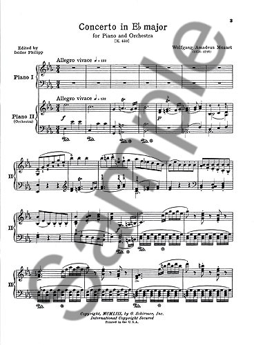 W.A. Mozart: Piano Concerto No.14 In E Flat K.449 (2 Piano Score)