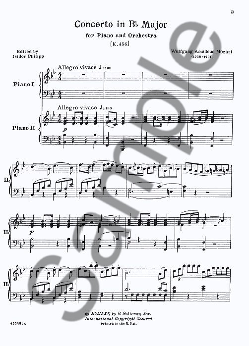 W.A. Mozart: Piano Concerto No.18 In B Flat K.456 (2 Piano Score)