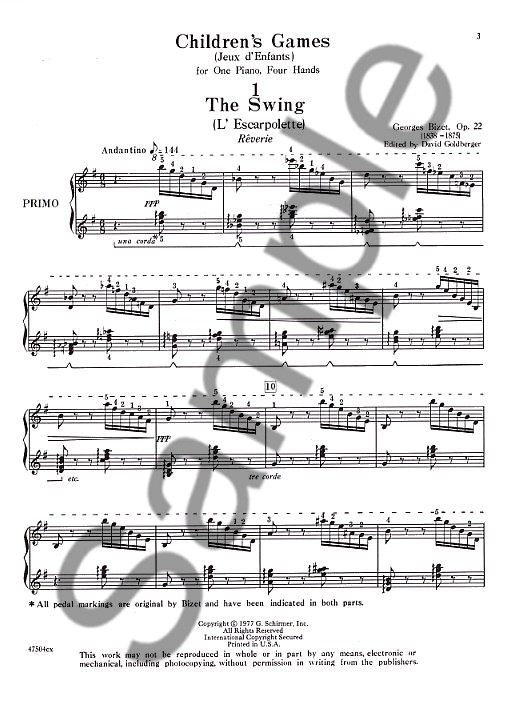 Georges Bizet: Jeux D'Enfants Op.22 (Piano Duet)