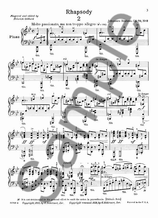 Johannes Brahms: Rhapsody In G Minor Op.79 No.2