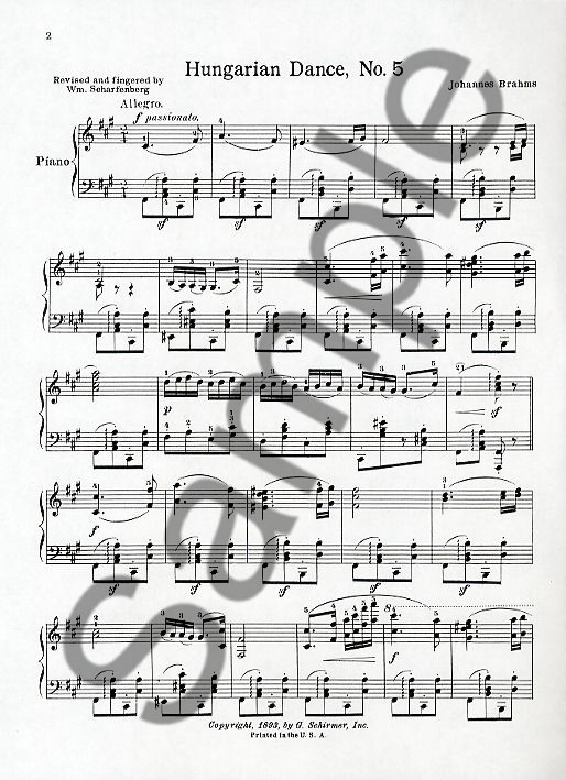 Johannes Brahms: Hungarian Dance No.5 In F Sharp Minor (Piano Solo)