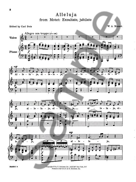 W.A. Mozart: Alleluia From Exsultate Jubilate (Low Voice)
