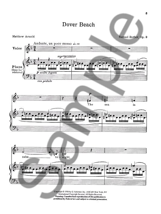 Samuel Barber: Dover Beach Op.3 (Voice/Piano)