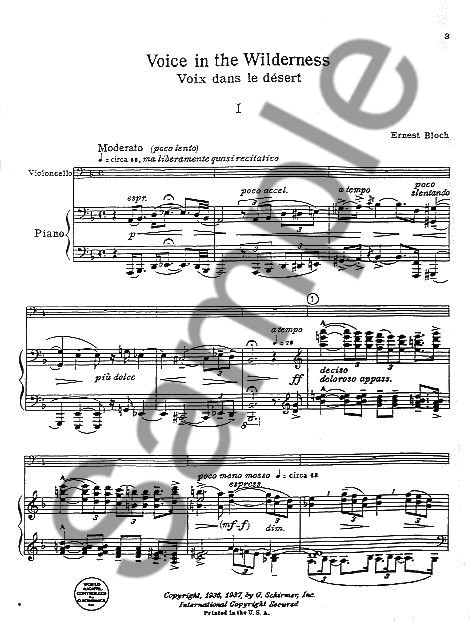 Ernest Bloch: Voice In The Wilderness (Cello/Piano)