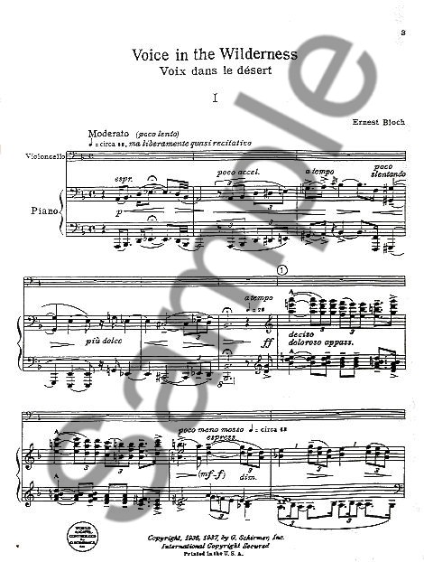 Ernest Bloch: Voice In The Wilderness (Cello/Piano)