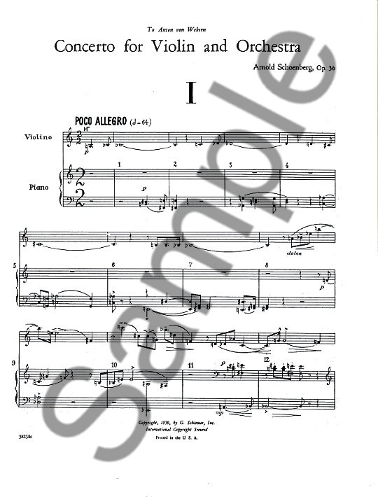 Arnold Schoenberg: Concerto For Violin And Orchestra Op.36 (Violin/Piano)
