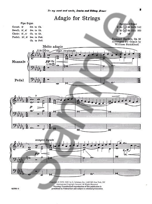 Samuel Barber: Adagio For Strings (Organ)