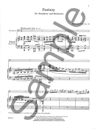 Paul Creston: Fantasy For Trombone And Concert Band Op.42 (Trombone/Piano)