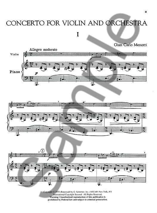 Gian Carlo Menotti: Violin Concerto (Violin/Piano)