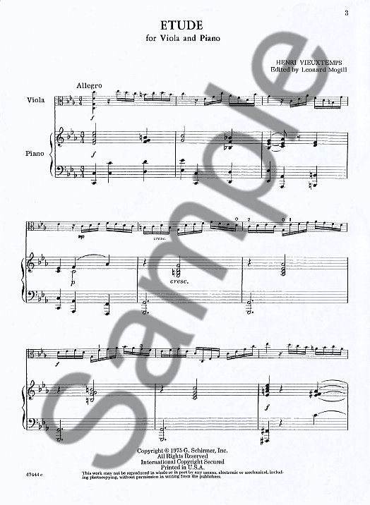 Henri Vieuxtemps: Etude For Viola And Piano