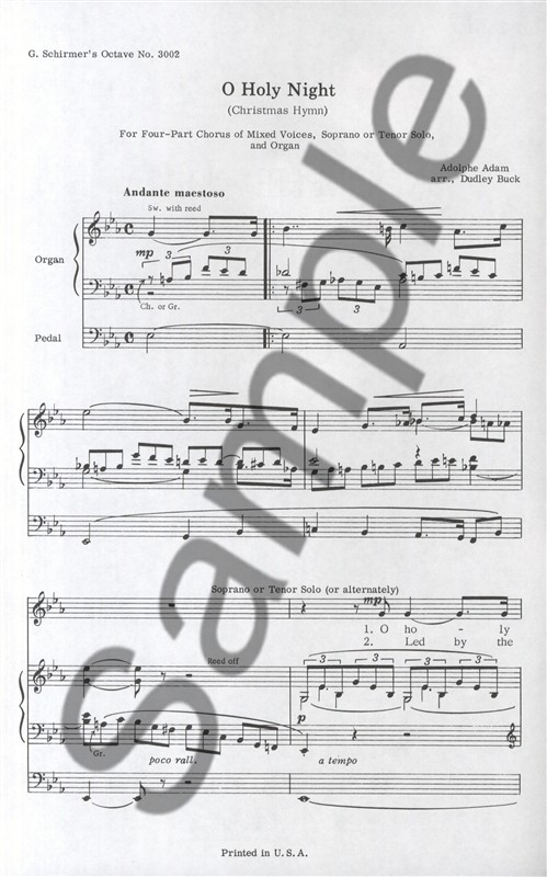 Adolphe Adam: O Holy Night (S[T]/SATB/Organ)