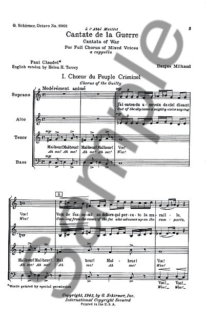 Darius Milhaud: Cantate De La Guerre Op.213