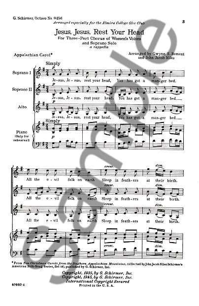 John Jacob Niles: Jesus, Jesus Rest Your Head (SSA)