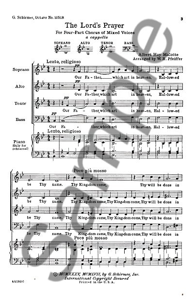 Albert Hay Malotte: The Lord's Prayer (SATB Simplified Version)