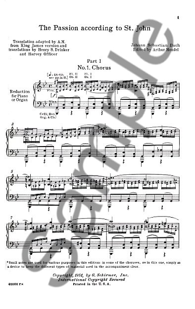 J. S. Bach: The Passion According To St. John (Vocal Score)
