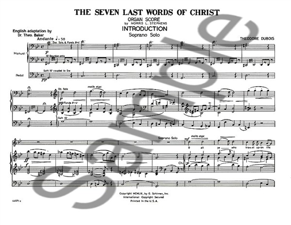 Theodore Dubois: The Seven Last Words Of Christ (Organ Score)
