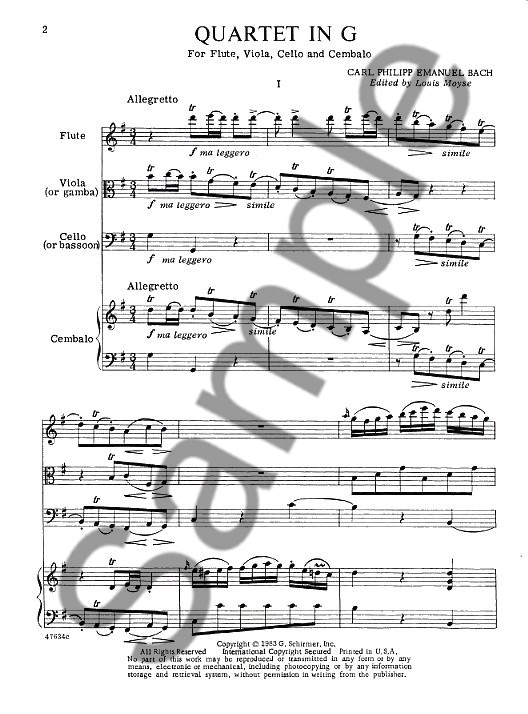 C.P.E. Bach: Quartet In G