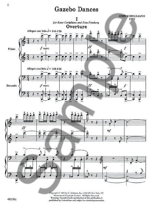 John Corigliano: Gazebo Dances (Piano, Four Hands)