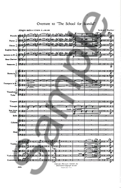 Samuel Barber: Overture To School For Scandal (Study Score)