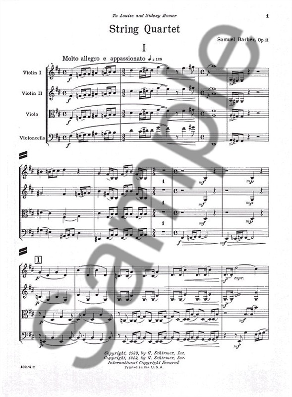 Samuel Barber: String Quartet Op.11 (Score)