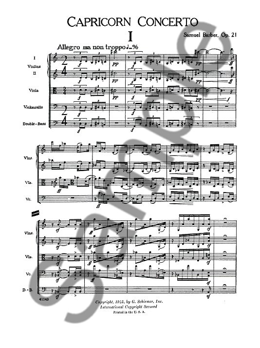 Samuel Barber: Capricorn Concerto (Study Score)