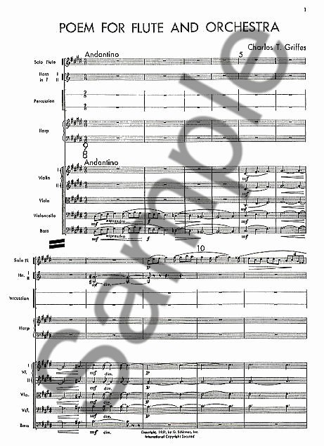 Charles T. Griffes: Poem For Flute And Orchestra (Study Score)