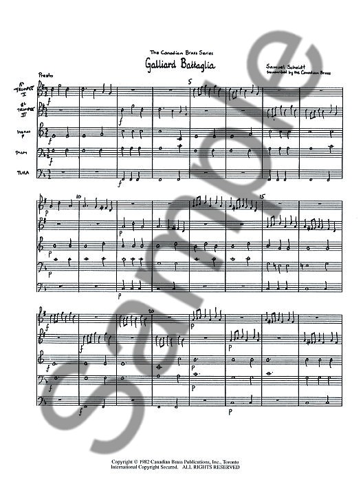 Samuel Scheidt: Galliard Battaglia For Brass Quintet (Score/Parts)
