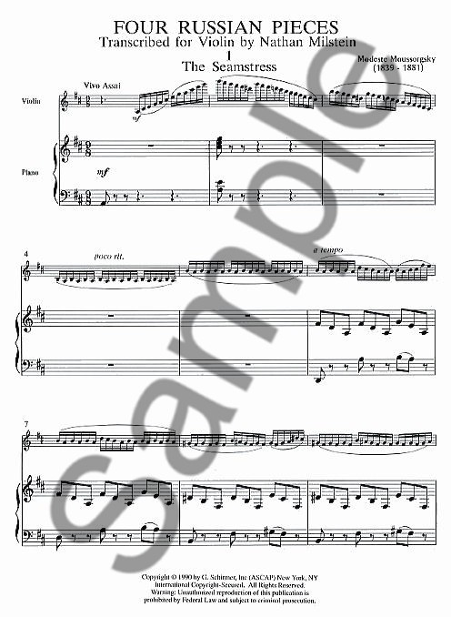 Four Russian Pieces For Violin And Piano