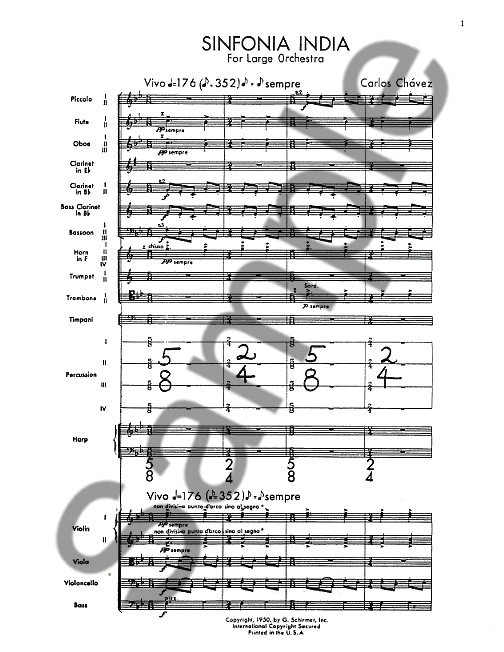 Carlos Chavez: Symphony No.2 'Sinfonia India' (Score)