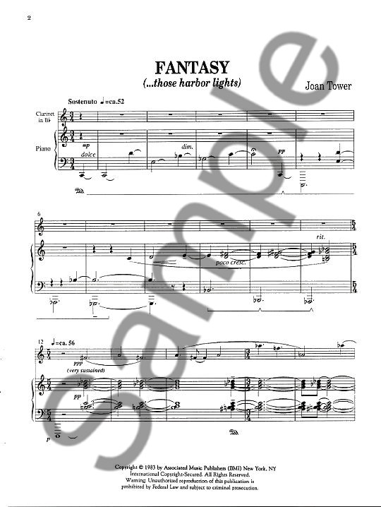 Joan Tower: Fantasy For Clarinet And Piano