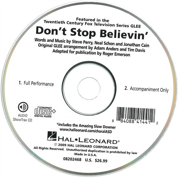 Journey: Don't Stop Believin' (Glee) - Showtrax CD