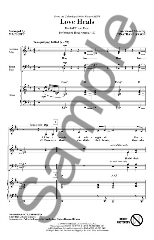 Jonathan Larson: Love Heals (Rent) - SATB