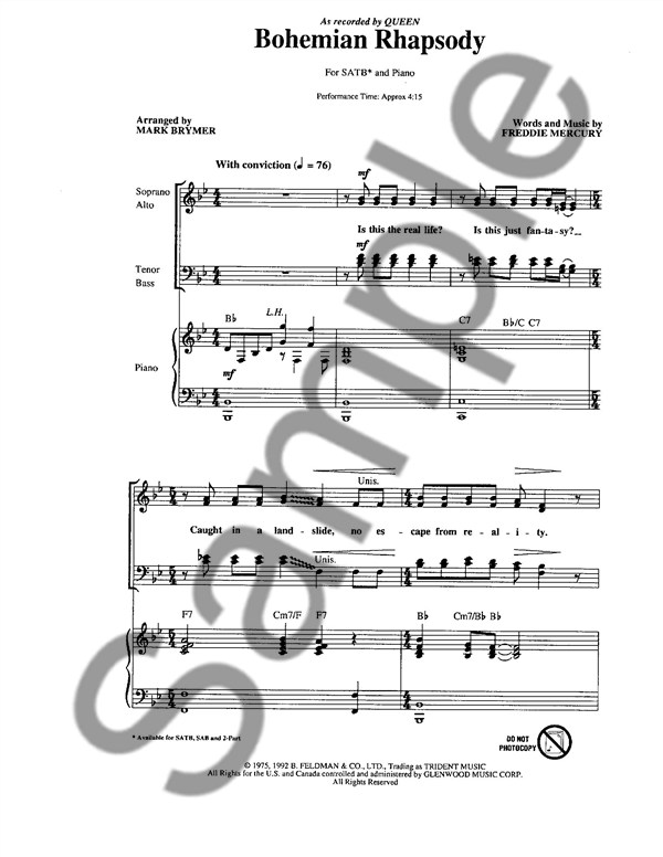 Queen: Bohemian Rhapsody - SATB