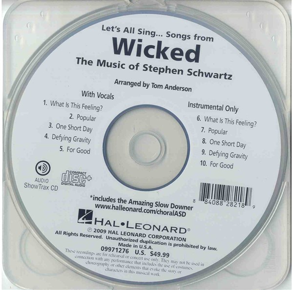 Let's All Sing Songs from Wicked: Collection for Young Voices (Showtrax CD)