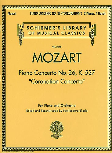 W.A Mozart: Piano Concerto No.26 In D 'Coronation' K.537 (2 Piano Score)