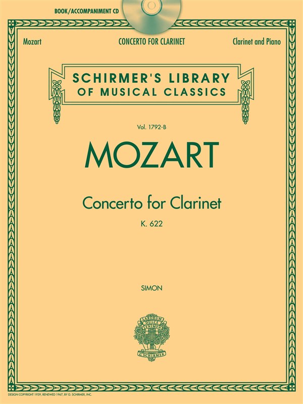 W.A. Mozart: Concerto For Clarinet K.622 - Clarinet/Piano (Book/CD)