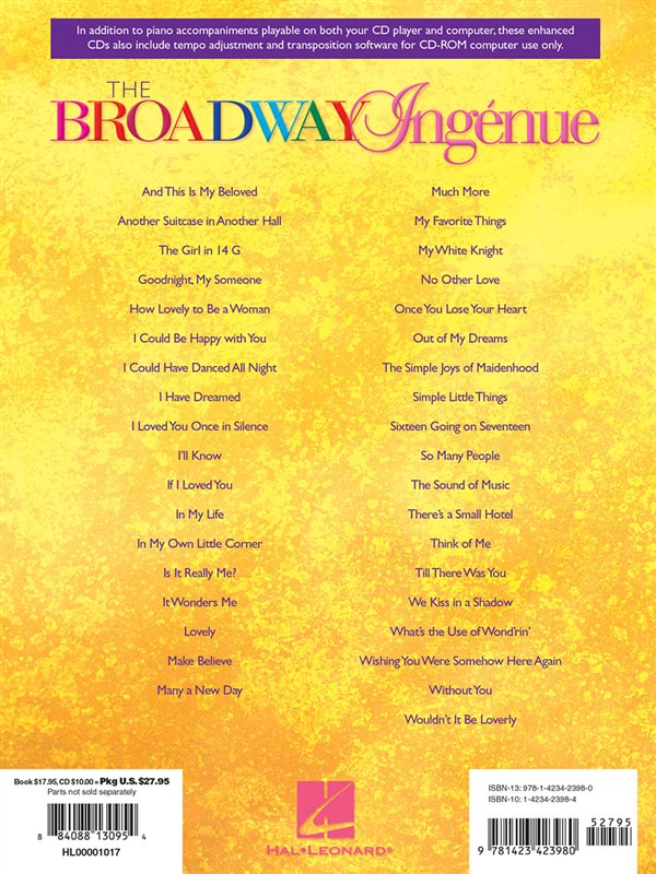 The Broadway Ingénue - 37 Theatre Songs For Soprano (Book/CD)