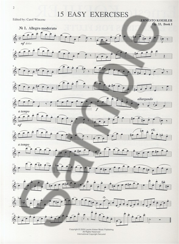 Ernesto Koehler: 35 Exercises For Flute Opus 33 - Book 1