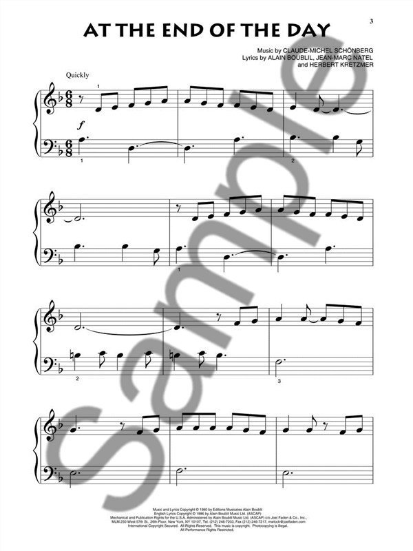 Alain Boublil/Claude-Michel Schönberg: Les Misérables - Beginning Piano Solo