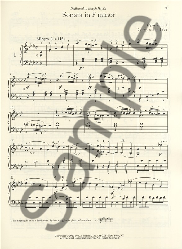 Ludwig Van Beethoven: Piano Sonata No.1 In F Minor Op.2 No.1 (Schirmer Performan