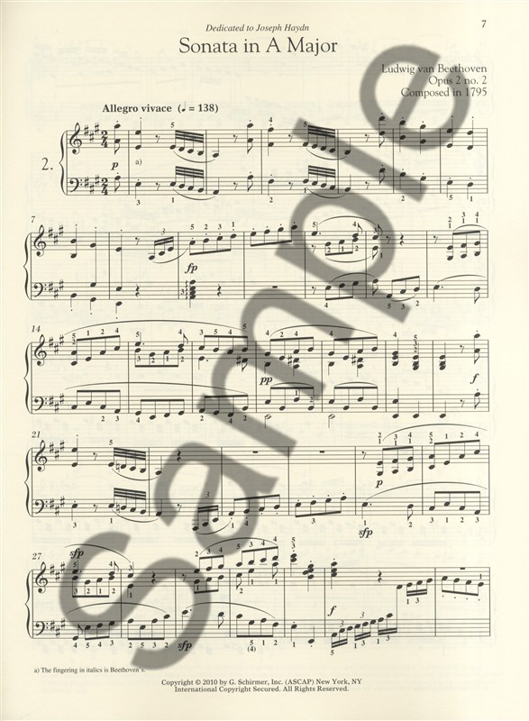 Ludwig Van Beethoven: Piano Sonata No.2 In A Op.2 No.2 (Schirmer Performance Edi