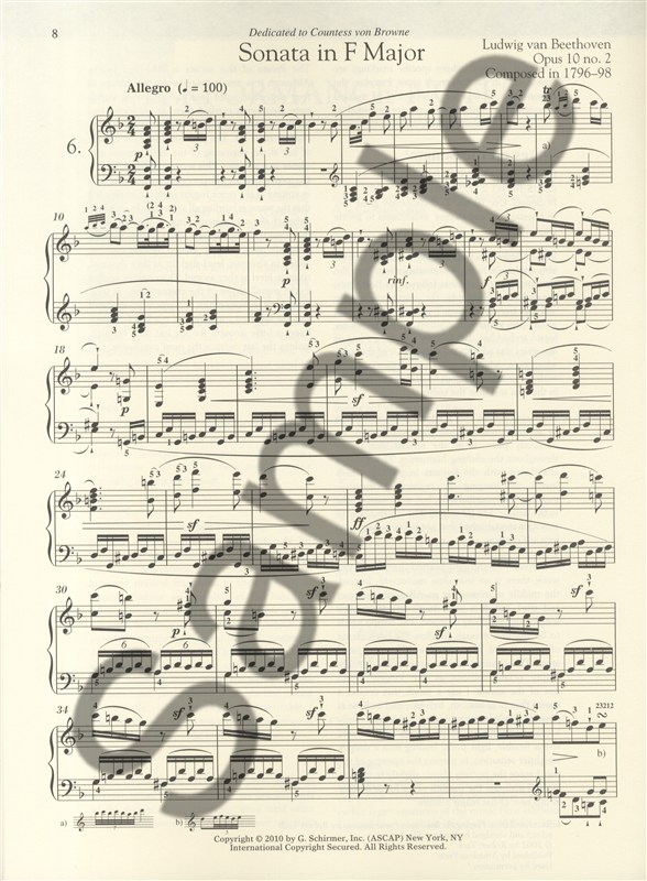 Ludwig Van Beethoven: Piano Sonata No.6 In F Op.10 No.2 (Schirmer Performance Ed
