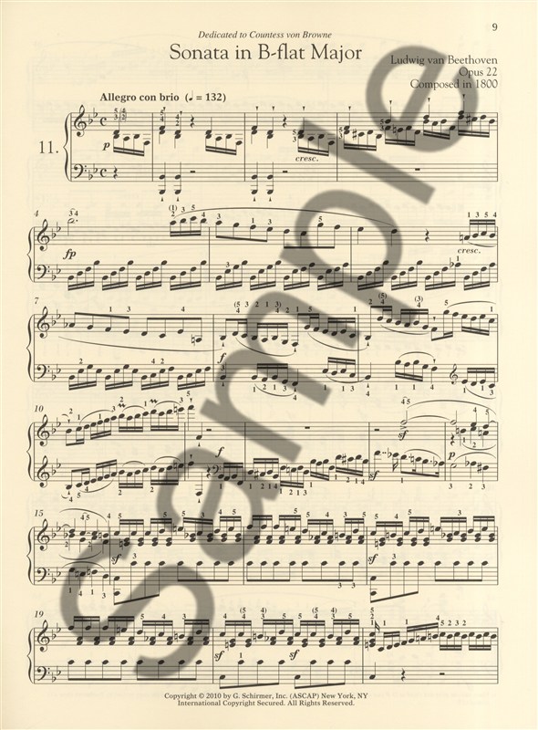 Ludwig Van Beethoven: Piano Sonata No.11 In B Flat Op.22 (Schirmer Performance E