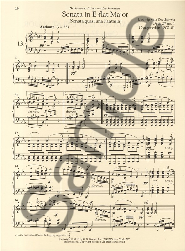 Ludwig Van Beethoven: Piano Sonata No.13 In E Flat Op.27 No.1 Quasi Fantasia