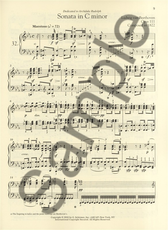 Ludwig Van Beethoven: Piano Sonata No.32 In C Minor Op.111 (Schirmer Performance