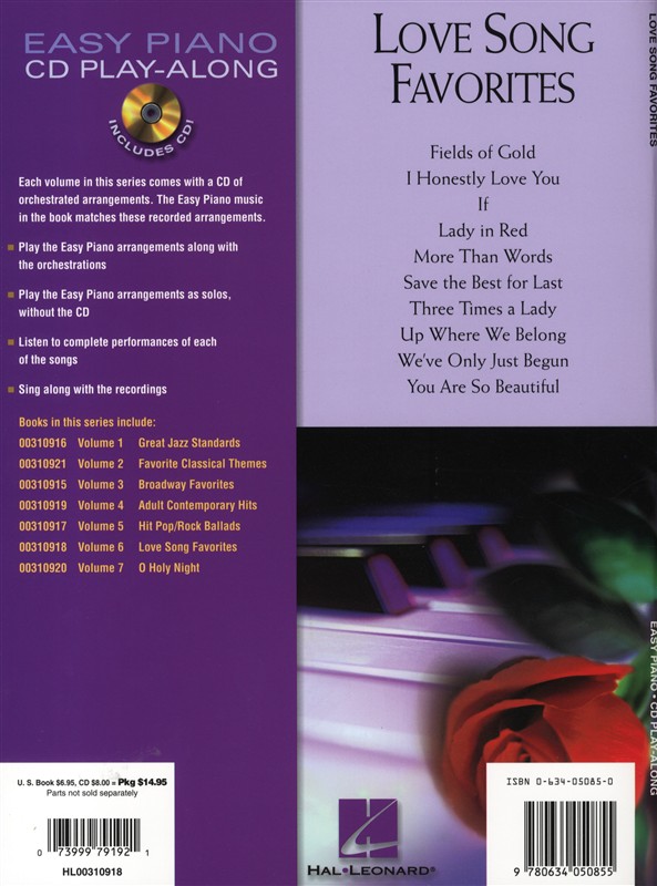 Easy Piano CD Play-Along Volume 6: Love Song Favourites