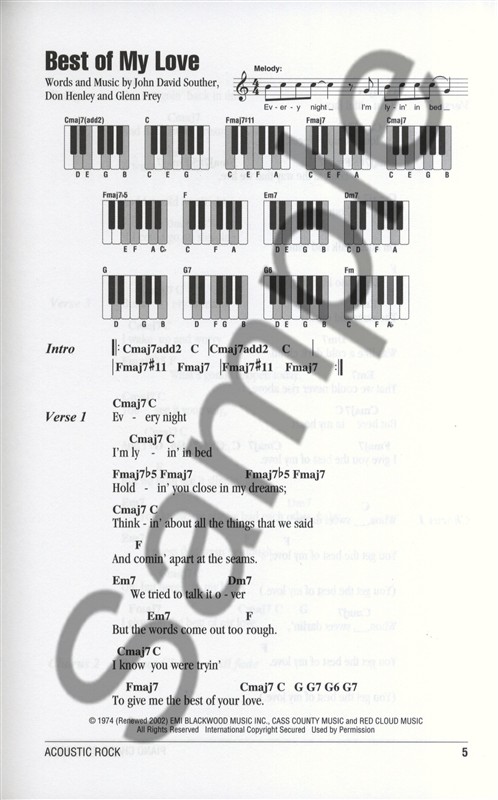 Piano Chord Songbook: Acoustic Rock