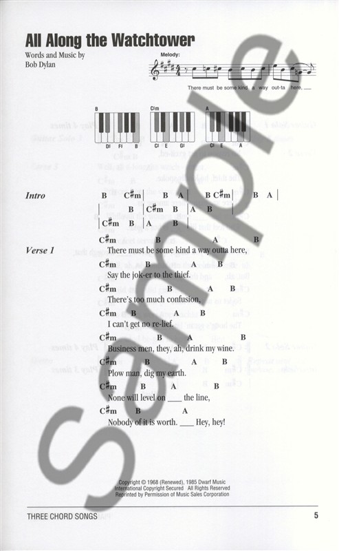 Piano Chord Songbook: Three Chord Songs