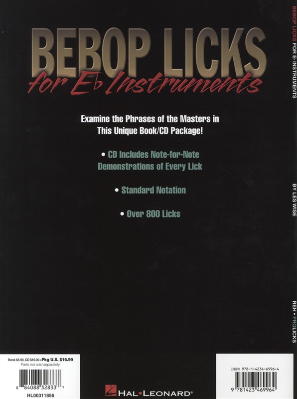 Les Wise: Bebop Licks For E Flat Instruments - A Dictionary Of Melodic Ideas For