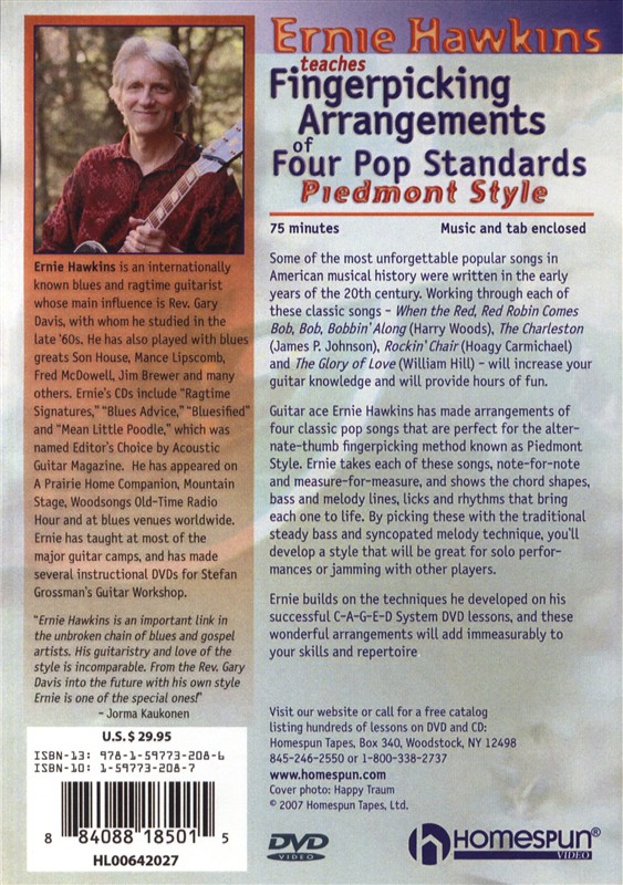 Ernie Hawkins: Fingerpicking Arrangements Of Four Popular Standards - Piedmont S